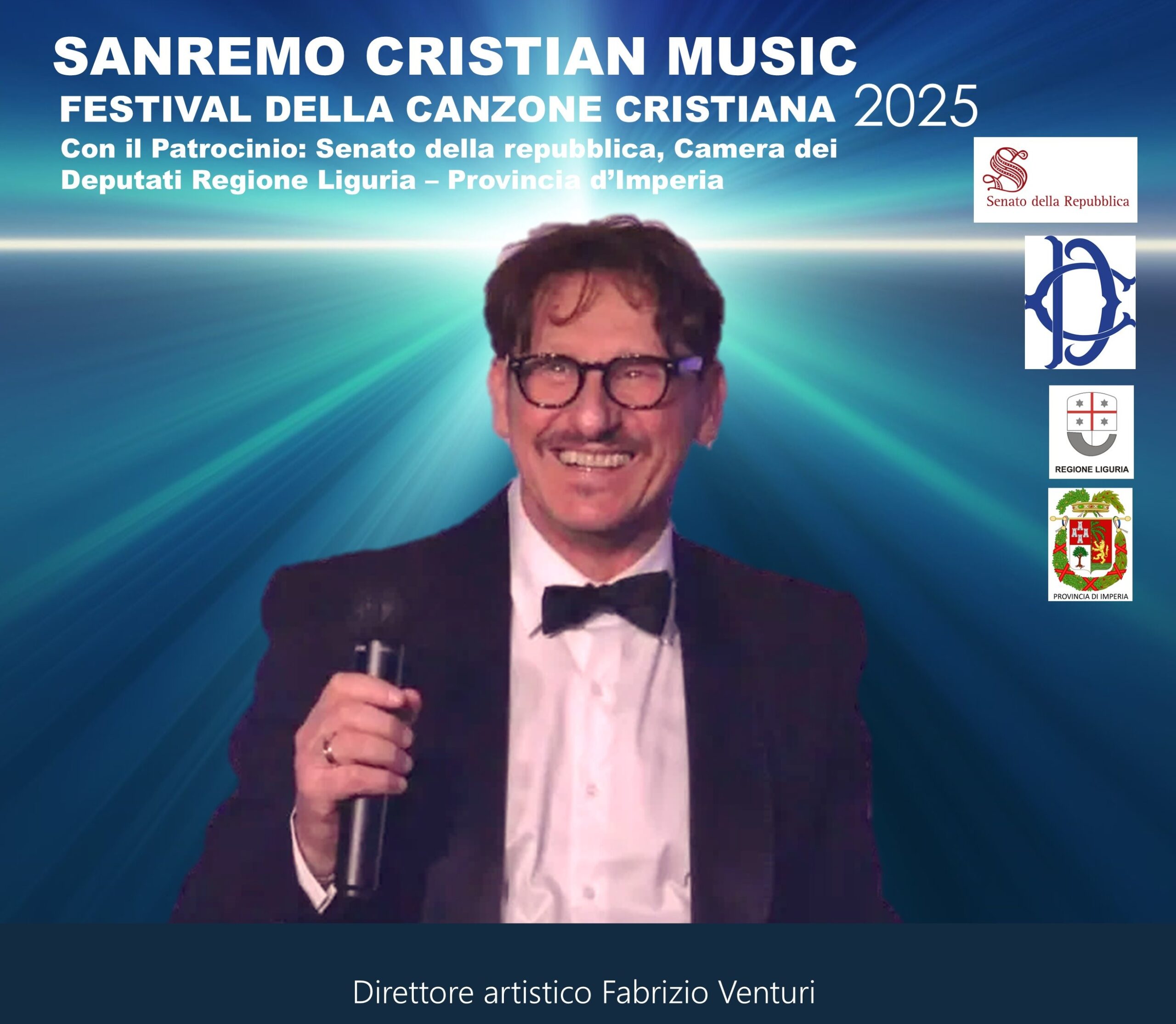 I Conduttori della terza edizione del Sanremo Cristian Music 2024 Daniela Fazzolari, Claudio Brachino, Fabrizio Venturi e Susanna Messaggio